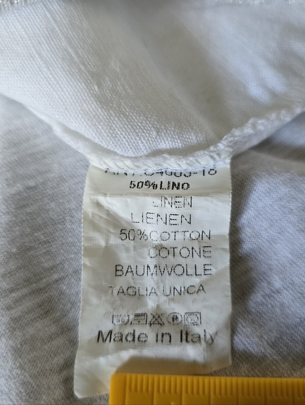 Linen/cotton Blend Casual Graphic Top. Relaxed  Fit. Made In Italy. - Picture 6 of 6